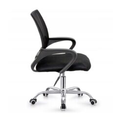 BF2101-W Πολυθρόνα Γραφείου χωρίς Ανάκλιση, Μέταλλο Χρώμιο Mesh Μαύρο - Image 3