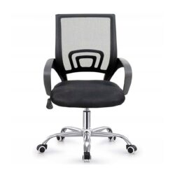 BF2101-W Πολυθρόνα Γραφείου χωρίς Ανάκλιση, Μέταλλο Χρώμιο Mesh Μαύρο - Image 4