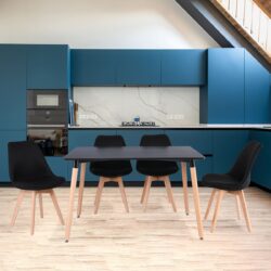 MARTIN Set Τραπεζαρία: Τραπέζι + 4 Καρέκλες, MDF Μαύρο - Οξιά Φυσικό, Ύφασμα Μαύρο - Image 4