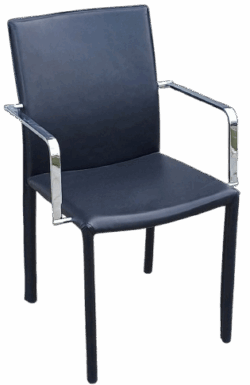 YL-9009B πολυθρόνα εσωτερικού χώρου μεταλλική με τεχνόδερμα ΜΑΥΡΟ / 54x54xH88