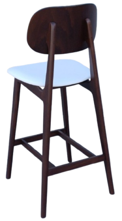 LUNA-3-ST σκαμπό ψηλό με πλάτη ξύλo ΚΑΡΥΔΙ κάθισμα δερματίνη ΛΕΥΚΗ / 44x48xH112 - Image 2