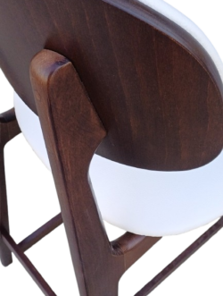 LUNA-3-ST σκαμπό ψηλό με πλάτη ξύλo ΚΑΡΥΔΙ κάθισμα δερματίνη ΛΕΥΚΗ / 44x48xH112 - Image 3