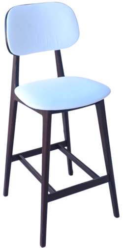 LUNA-3-ST σκαμπό ψηλό με πλάτη ξύλo ΚΑΡΥΔΙ κάθισμα δερματίνη ΛΕΥΚΗ / 44x48xH112