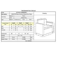 CHESTER Relax Πολυθρόνα Μπερζέρα Σαλονιού, Καθιστικού Ύφασμα Απόχρωση Antique Εκρού - Image 8