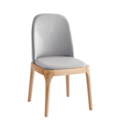 VISTA Καρέκλα Τραπεζαρίας- Κουζίνας, Απόχρωση Natural Oak Pu Ανοιχτό Γκρι - Image 2