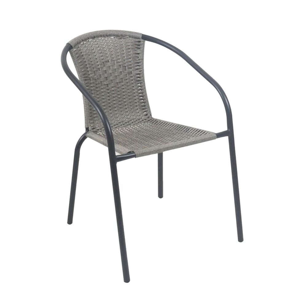 BALENO-W Πολυθρόνα Στοιβαζόμενη, Μέταλλο Βαφή Μαύρο, Wicker Mixed Grey - Image 2