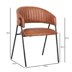 ALFRED Πολυθρόνα Μέταλλο Βαφή Μαύρο, PU Camel - Image 3