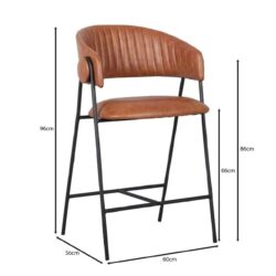 ALFRED Σκαμπό BAR Μέταλλο Βαφή Μαύρο, PU Camel - Image 3