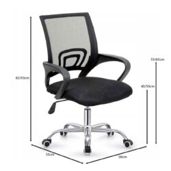 BF2101-W Πολυθρόνα Γραφείου χωρίς Ανάκλιση, Μέταλλο Χρώμιο Mesh Μαύρο - Image 5