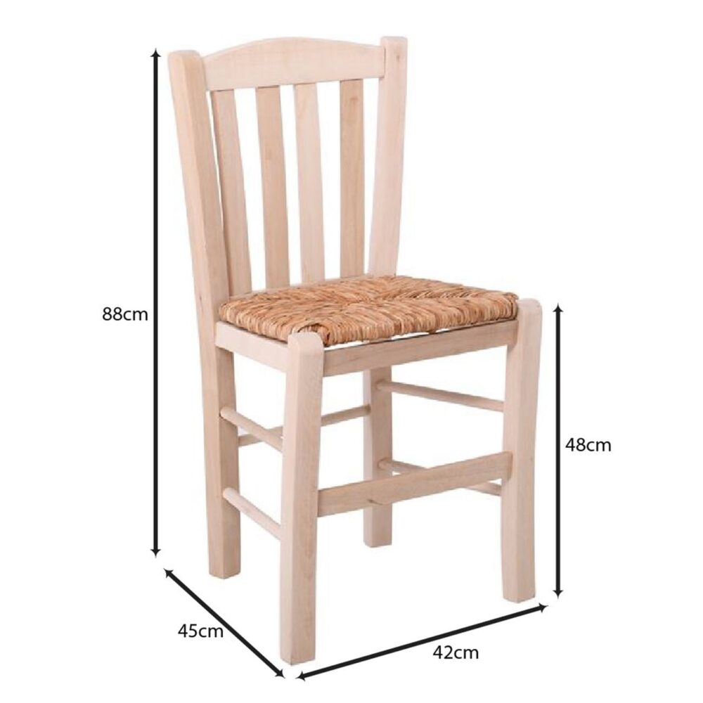 CASA Καρέκλα Οξιά Άβαφη με Ψάθα Αβίδωτη - Image 6