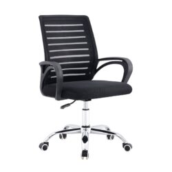 BF2140 Πολυθρόνα Γραφείου Μέταλλο Χρώμιο, Mesh Μαύρο