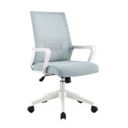 BF2965 Πολυθρόνα Γραφείου Ύφασμα Γκρι-Μπλε Mesh, Βάση PP Άσπρο