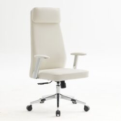 BF8800 Πολυθρόνα Γραφείου Διευθυντή, Pu Άσπρο, Βάση & Μπράτσα Χρώμιο