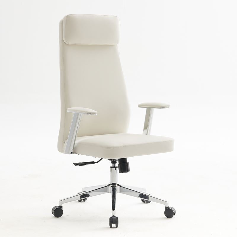 bf8800-polythrona-grafeiou-diefthynti-pu-aspro-vasi-enlarge BF8800 Πολυθρόνα Γραφείου Διευθυντή, Pu Άσπρο, Βάση & Μπράτσα Χρώμιο - Image 1