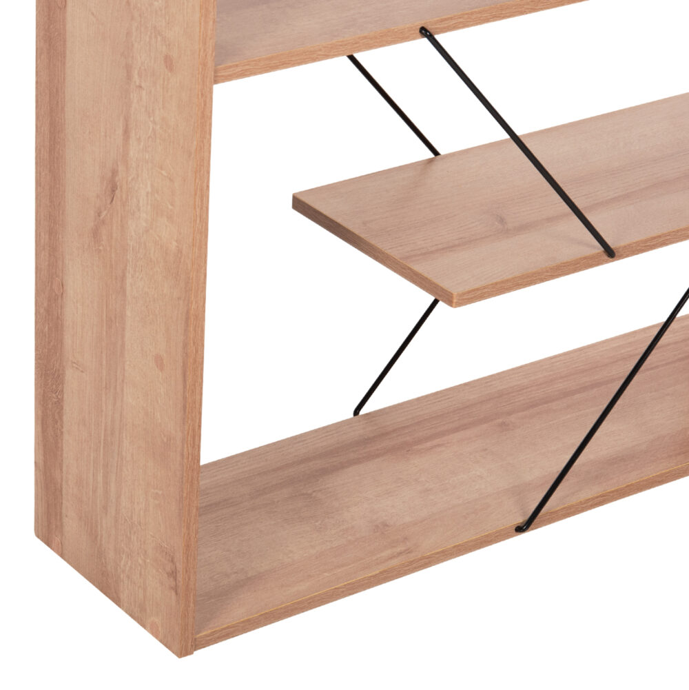 ΒΙΒΛΙΟΘΗΚΗ TARS HM2240.14 ΦΥΣΙΚΟ ΟΑΚ ΜΕΛΑΜΙΝΗ-ΜΑΥΡΕΣ ΜΕΤΑΛΛΙΚΕΣ ΒΕΡΓΕΣ 84x24x157Υεκ. - Image 4