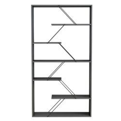 ΒΙΒΛΙΟΘΗΚΗ TARS HM2240.20 ΓΚΡΙ ΜΕΛΑΜΙΝΗ-ΜΑΥΡΕΣ ΜΕΤΑΛΛΙΚΕΣ ΒΕΡΓΕΣ 84x24x157Υεκ. - Image 4