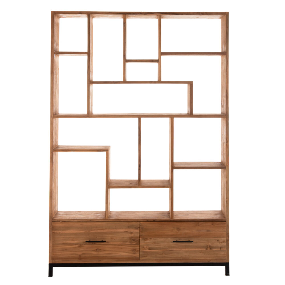 ΒΙΒΛΙΟΘΗΚΗ ROMULUS HM9803 ΑΝΑΚΥΚΛΩΜΕΝΟ ΞΥΛΟ ΤΕΑΚ ΜΕ 2 ΣΥΡΤΑΡΙΑ 140x30x210,5Yεκ. - Image 3