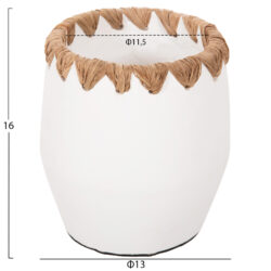 ΔΙΑΚΟΣΜΗΤΙΚΟ ΒΑΖΟ HM4369 ΤΕΡΑΚΟΤΑ ΣΕ ΛΕΥΚΟ ΜΕ ΠΛΕΞΗ ΨΑΘΑΣ ΣΤΟ ΣΤΟΜΙΟ Φ13x16Υεκ. - Image 2