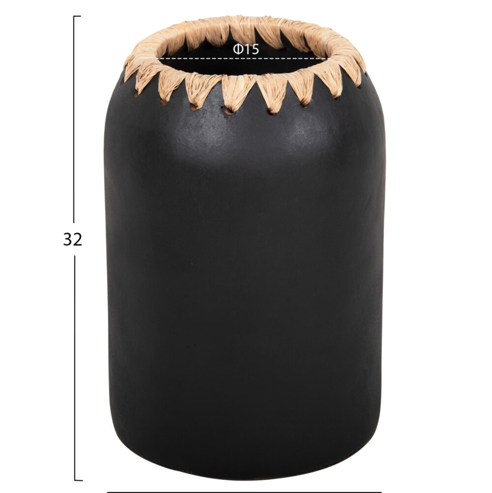 ΔΙΑΚΟΣΜΗΤΙΚΟ ΒΑΖΟ HM4376 ΤΕΡΑΚΟΤΑ ΣΕ ΜΑΥΡΟ ΜΕ ΠΛΕΞΗ ΣΤΟ ΣΤΟΜΙΟ Φ21Χ32εκ. - Image 2