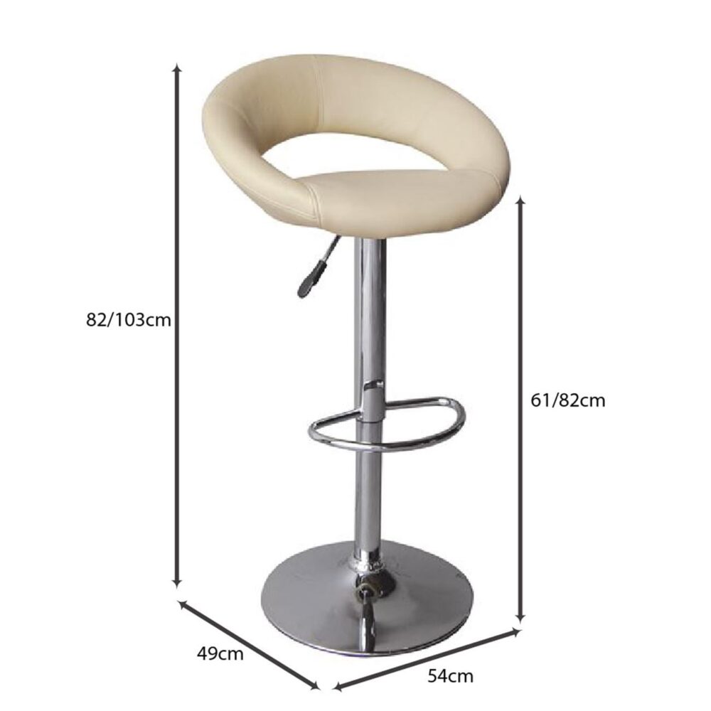 BELT Σκαμπό BAR με Πλάτη, Βάση Χρώμιο, PU Μπεζ, Ρύθμιση Ύψους, Περιστρεφόμενο - Image 3