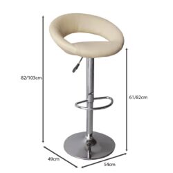 BELT Σκαμπό BAR με Πλάτη, Βάση Χρώμιο, PU Μπεζ, Ρύθμιση Ύψους, Περιστρεφόμενο - Image 3