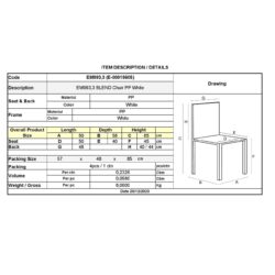 BLEND Καρέκλα Τραπεζαρίας Στοιβαζόμενη, PP Άσπρο - Image 3