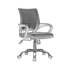 BF2101-F Πολυθρόνα Γραφείου με Aνάκλιση, Μέταλλο Χρώμιο Mesh Μπλε - Μαύρο - Image 3