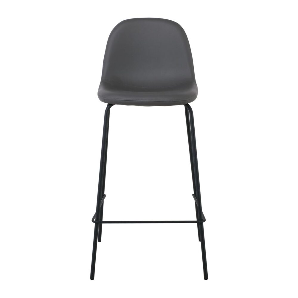 CELINA Σκαμπό BAR με Πλάτη, Κάθισμα H.67cm, Μέταλλο Βαφή Μαύρο, Pvc Γκρι - Image 3