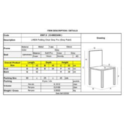 LINDA Καρέκλα Πτυσσόμενη Βαφή Γκρι, Pvc Γκρι - Image 3