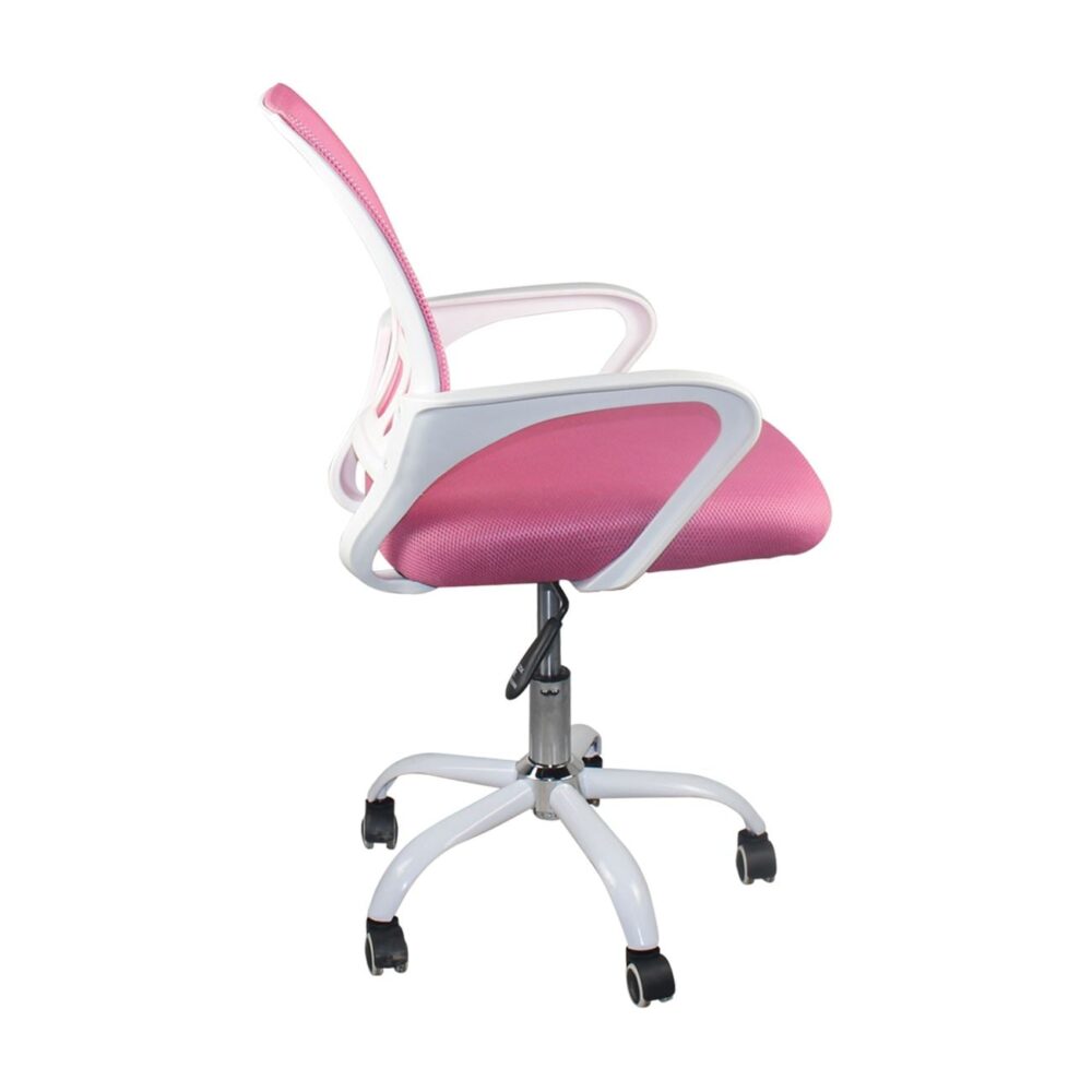 BF2101-SC Πολυθρόνα Γραφείου χωρίς Ανάκλιση Άσπρο - Mesh Ροζ - Image 4