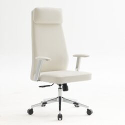 BF8800 Πολυθρόνα Γραφείου Διευθυντή, Pu Άσπρο, Βάση & Μπράτσα Χρώμιο - Image 2