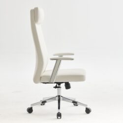 BF8800 Πολυθρόνα Γραφείου Διευθυντή, Pu Άσπρο, Βάση & Μπράτσα Χρώμιο - Image 3