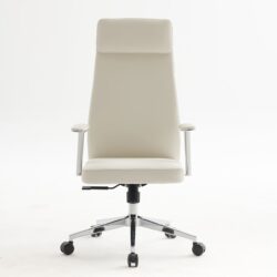 BF8800 Πολυθρόνα Γραφείου Διευθυντή, Pu Άσπρο, Βάση & Μπράτσα Χρώμιο - Image 4