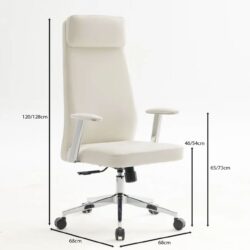 BF8800 Πολυθρόνα Γραφείου Διευθυντή, Pu Άσπρο, Βάση & Μπράτσα Χρώμιο - Image 7