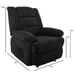 JULIA Massage Πολυθρόνα Relax Σαλονιού - Καθιστικού, Ύφασμα Μαύρο - Image 6