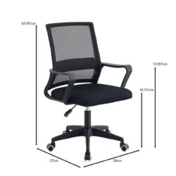 BF2112 Πολυθρόνα Γραφείου Ύφασμα Μαύρο Mesh - Image 5
