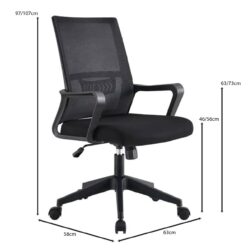 BF2965 Πολυθρόνα Γραφείου Ύφασμα Μαύρο Mesh - Image 5