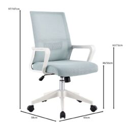 BF2965 Πολυθρόνα Γραφείου Ύφασμα Γκρι-Μπλε Mesh, Βάση PP Άσπρο - Image 5