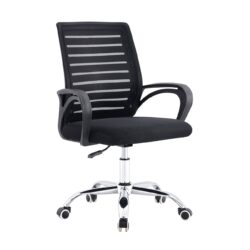 BF2140 Πολυθρόνα Γραφείου Μέταλλο Χρώμιο, Mesh Μαύρο - Image 2