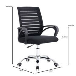 BF2140 Πολυθρόνα Γραφείου Μέταλλο Χρώμιο, Mesh Μαύρο - Image 3