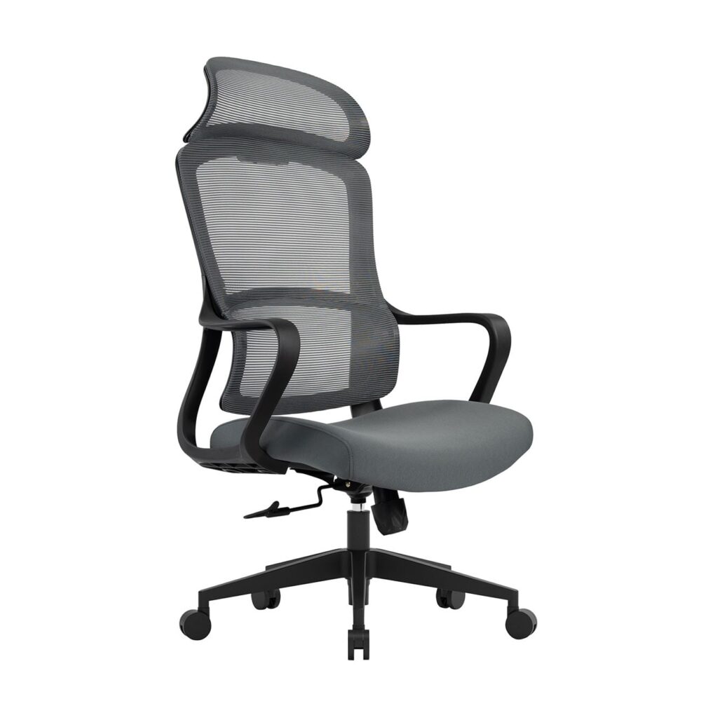BF3010 Πολυθρόνα Γραφείου Διευθυντή, Mesh Μαύρο, Ύφασμα Γκρι - Image 2