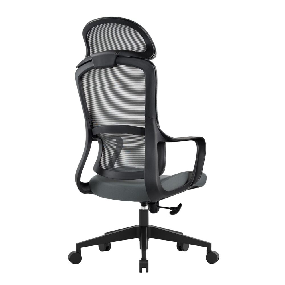 BF3010 Πολυθρόνα Γραφείου Διευθυντή, Mesh Μαύρο, Ύφασμα Γκρι - Image 3