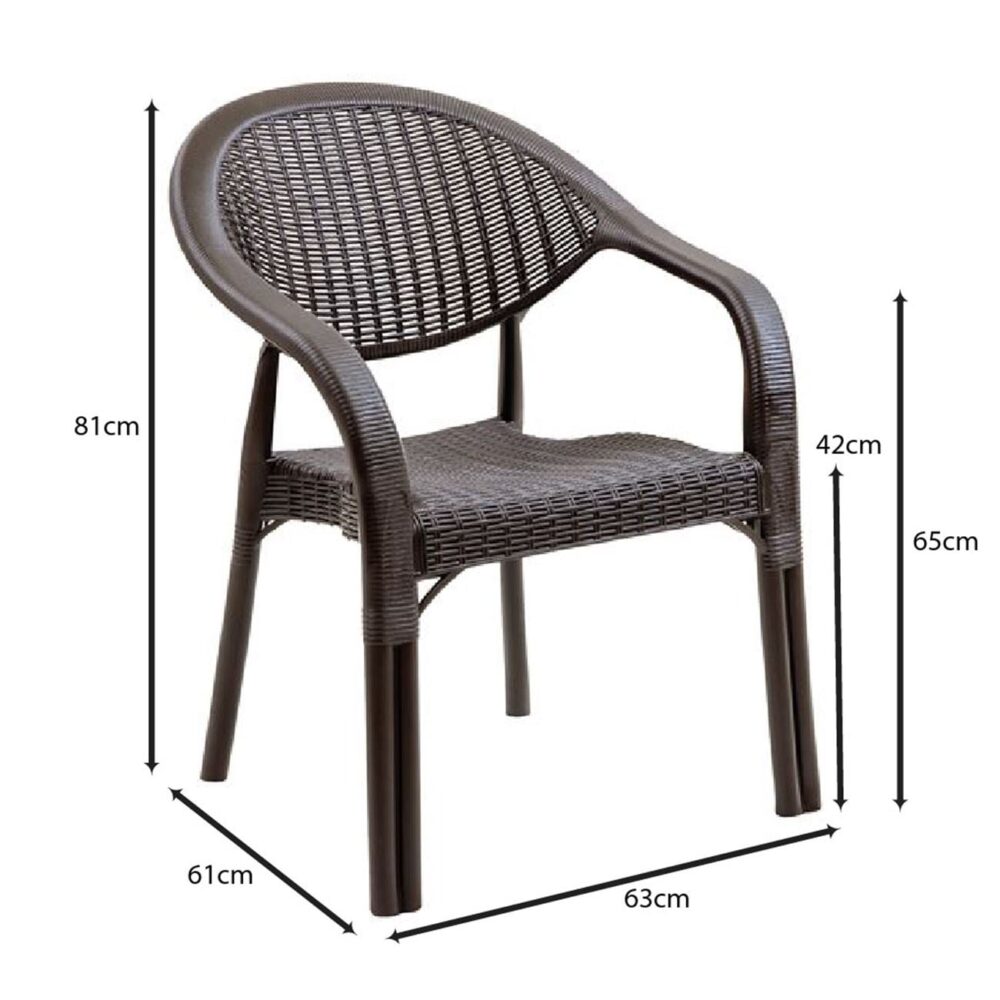 BAMBOO Pro Πολυθρόνα Κήπου - Βεράντας Στοιβαζόμενη, PP-UV (Rattan Look) Καφέ - Image 3