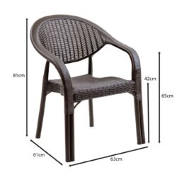 BAMBOO Pro Πολυθρόνα Κήπου - Βεράντας Στοιβαζόμενη, PP-UV (Rattan Look) Καφέ - Image 3