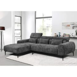 ELORA Καναπές Σαλονιού Δεξιά Γωνία, Ανακλινόμενα Κεφαλάρια, Ύφασμα Γκρι
