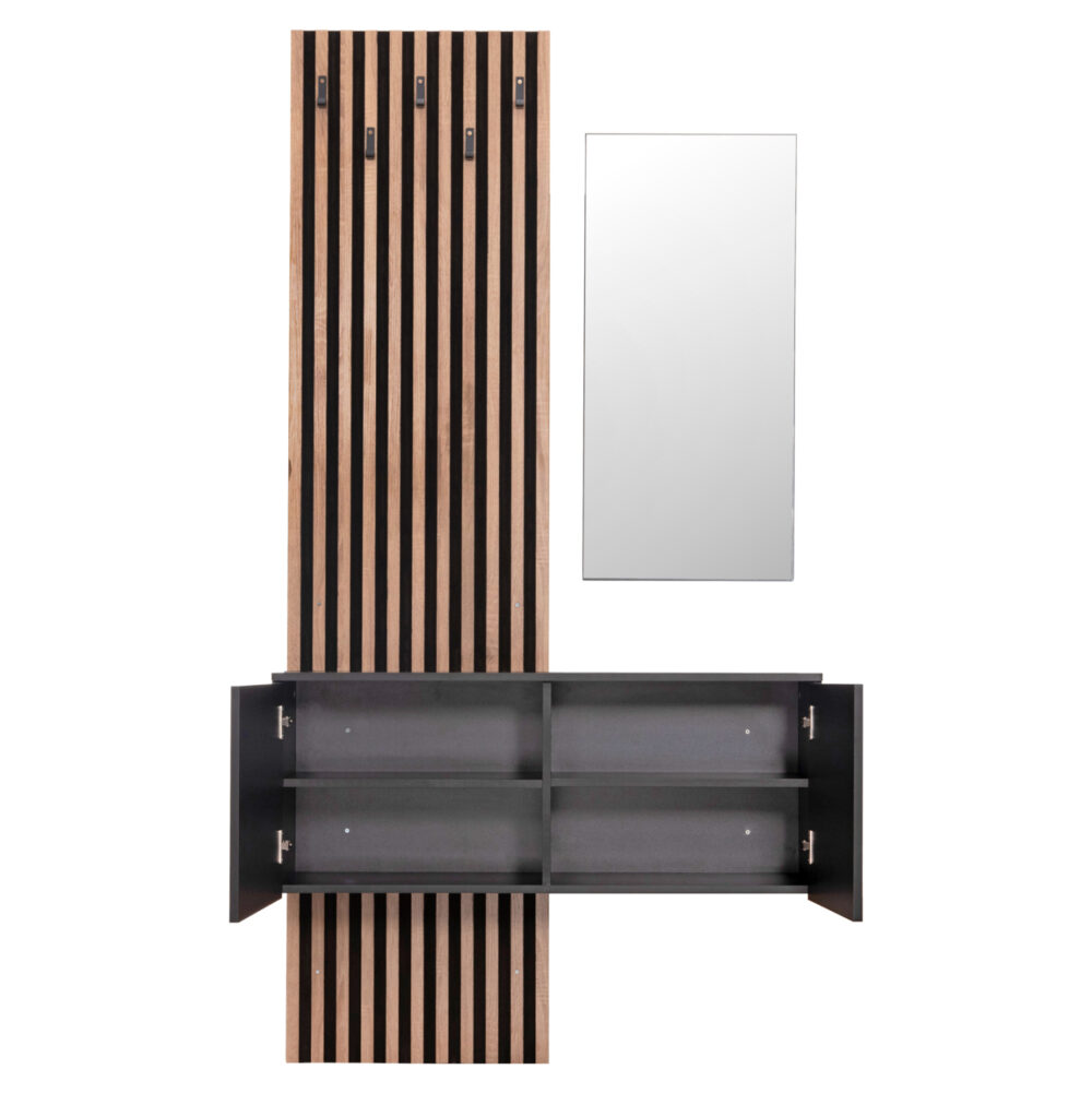 ΕΠΙΠΛΟ ΕΙΣΟΔΟΥ ΜΕ ΚΑΘΡΕΠΤΗ MYLES HM18080.02 ΜΕΛΑΜΙΝΗ ΣΟΝΑΜΑ-ΓΚΡΙ 100x37x200Υεκ - Image 4