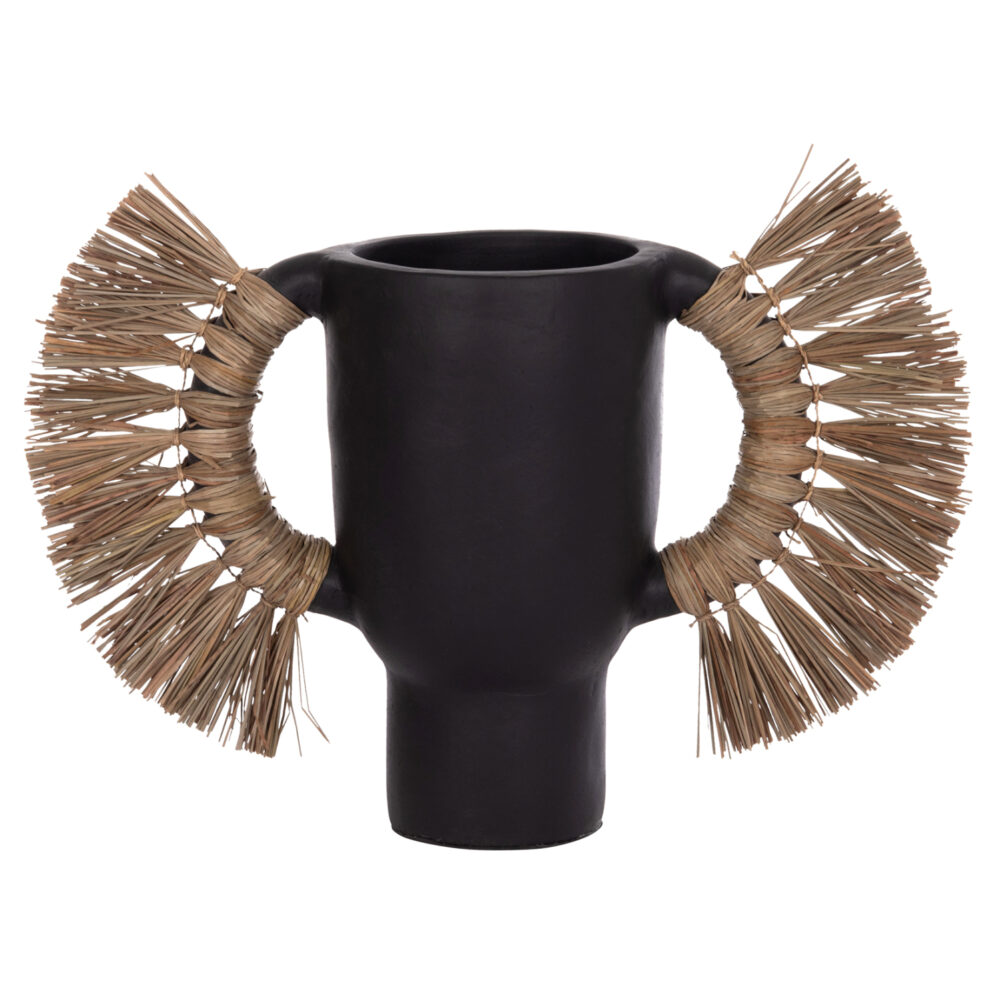 ΕΠΙΤΡΑΠΕΖΙΟ ΔΙΑΚΟΣΜΗΤΙΚΟ ΒΑΖΟ ALICA HM4668.01L ΜΑΥΡΗ ΤΕΡΑΚΟΤΑ & GRASS--64x22x38Υεκ - Image 1