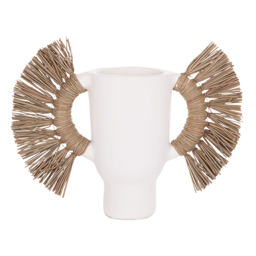 ΕΠΙΤΡΑΠΕΖΙΟ ΔΙΑΚΟΣΜΗΤΙΚΟ ΒΑΖΟ ALICA HM4668.02S ΛΕΥΚΗ ΤΕΡΑΚΟΤΑ & GRASS--55x19x34Υεκ - Image 1