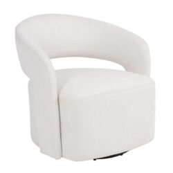 CUBA Πολυθρόνα Σαλονιού Περιστρεφόμενη, Teddy Ύφασμα Άσπρο