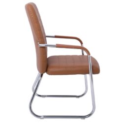 COLLET Πολυθρόνα Γραφείου Επισκέπτη Μέταλλο Χρώμιο, Pu Καφέ - Image 3